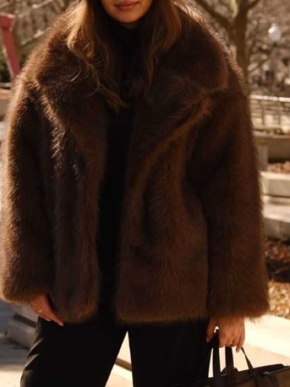 Cozy Plush Teddy Jacket in Deep Brown - Women's Outerwear